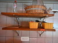 4x rvs houder met houten leggers 90x40x22