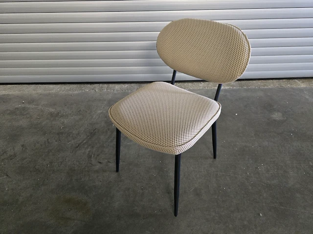 4x stoel metal beige stof - afbeelding 1 van  8