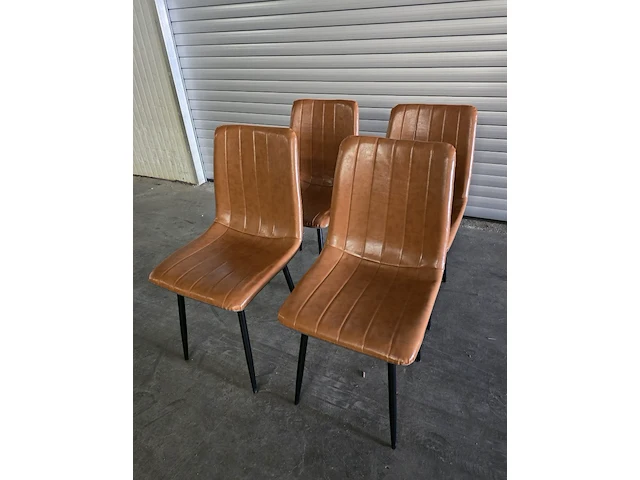 4x stoel smokey cognac pu - afbeelding 1 van  7