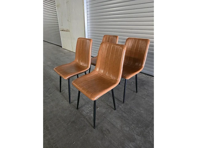 4x stoel smokey cognac pu - afbeelding 2 van  7