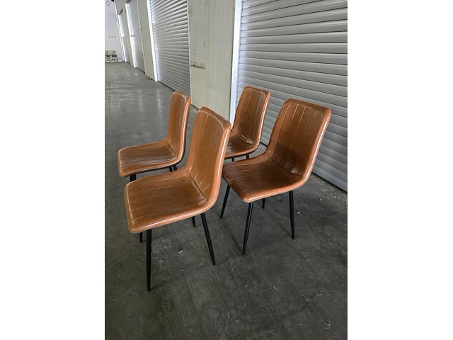 4x stoel smokey cognac pu - afbeelding 3 van  7