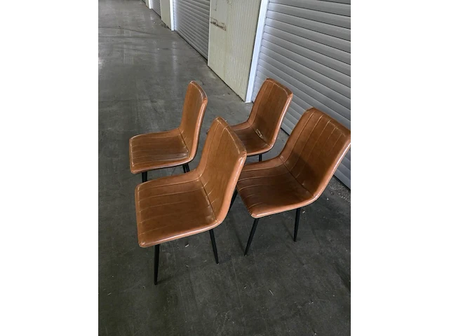4x stoel smokey cognac pu - afbeelding 4 van  7