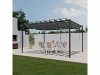 4x3 pergola met verstelbaar lamellendak en 4 grijze jaloezieën - afbeelding 3 van  10