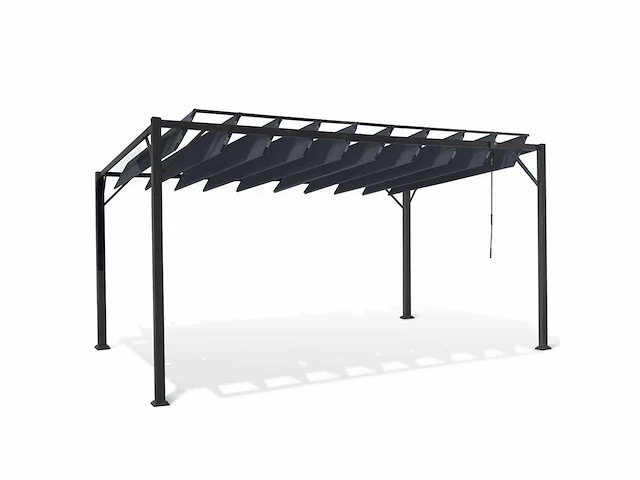 4x3 pergola met verstelbaar lamellendak en 4 grijze jaloezieën - afbeelding 5 van  10