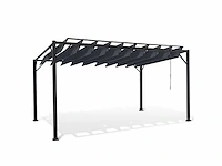 4x3 pergola met verstelbaar lamellendak en 4 grijze jaloezieën - afbeelding 5 van  10