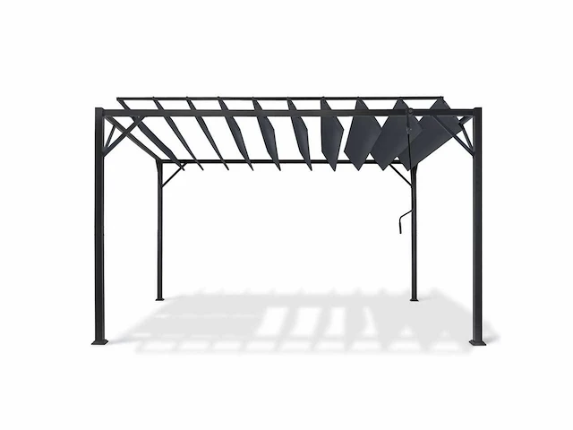 4x3 pergola met verstelbaar lamellendak en 4 grijze jaloezieën - afbeelding 7 van  10
