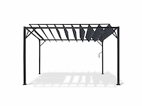 4x3 pergola met verstelbaar lamellendak en 4 grijze jaloezieën - afbeelding 7 van  10