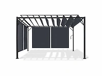 4x3 pergola met verstelbaar lamellendak en 4 grijze jaloezieën - afbeelding 8 van  10