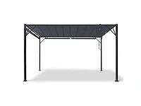 4x3 pergola met verstelbaar lamellendak en 4 grijze jaloezieën - afbeelding 9 van  10