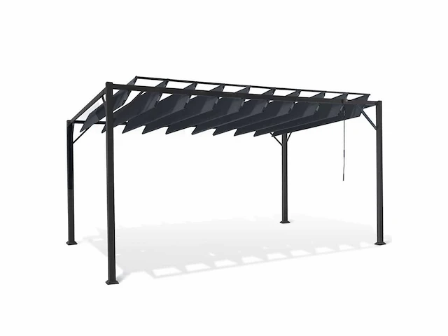 4x3 pergola met verstelbaar lamellendak en 4 grijze jaloezieën - afbeelding 9 van  24