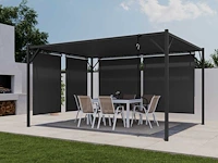 4x3 pergola met verstelbaar lamellendak en 4 grijze jaloezieën - afbeelding 1 van  24