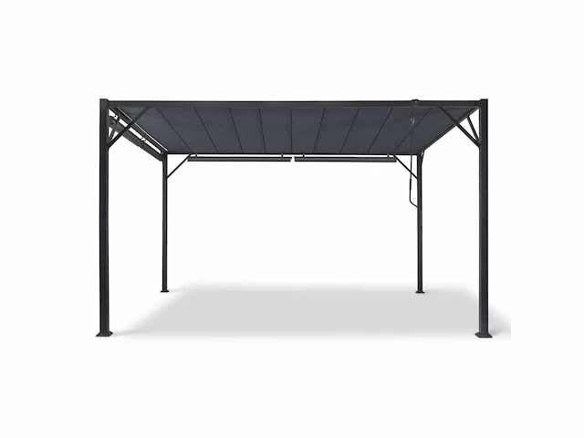 4x3 pergola met verstelbaar lamellendak en 4 grijze jaloezieën - afbeelding 24 van  24