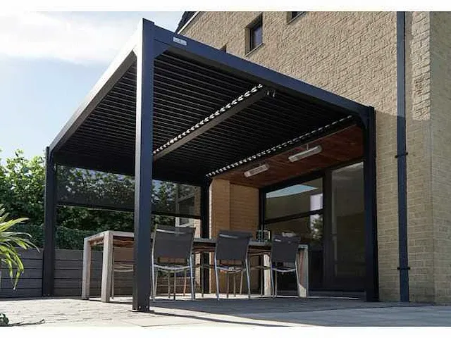 4x4m terrasoverkapping met lamellendak - afbeelding 4 van  10