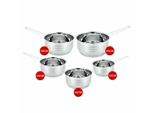 5 delige rvs steelpanset - afbeelding 2 van  4