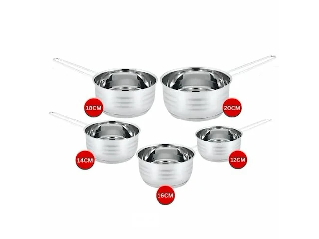 5 delige rvs steelpanset - afbeelding 2 van  4