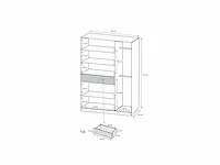 5 deuren en 1 ladekast - met spiegel - l157 cm - wit - afbeelding 2 van  4