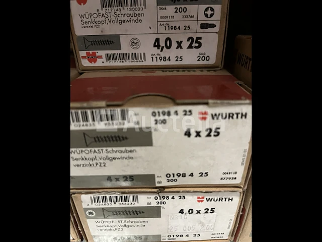 5 doosjes a 200 wurth schroeven 4,0x25 - afbeelding 1 van  1