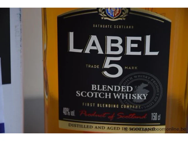 5 flessen à 1,5ltr whisky label 5 40% - afbeelding 2 van  3