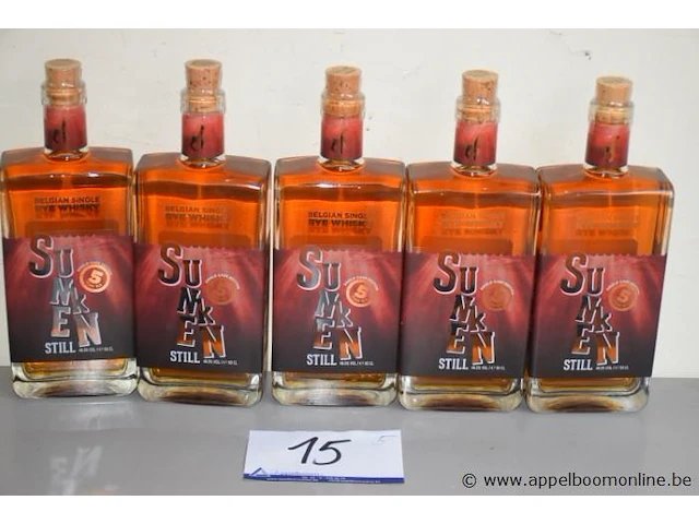 5 flessen à 50cl whiskey sunken still / filliers 45,5% - afbeelding 1 van  2