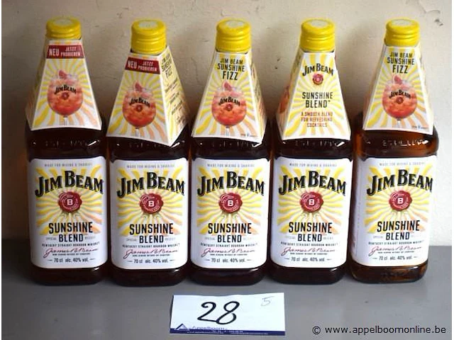 5 flessen à 70cl bourbon whiskey jim bean sunshine blend 50% - afbeelding 1 van  2