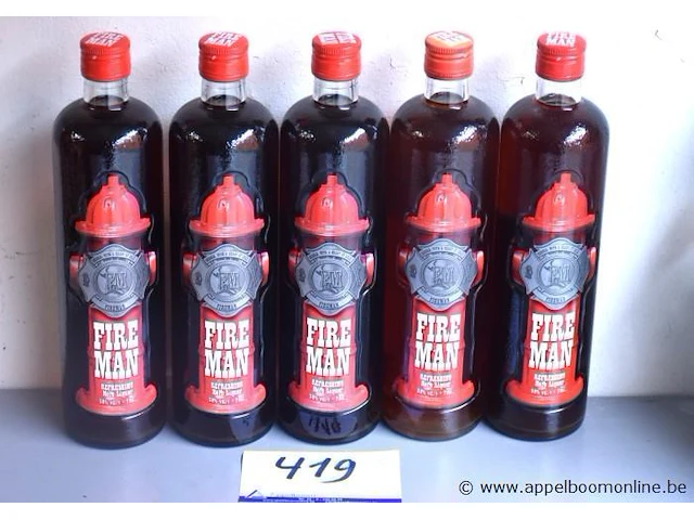 5 flessen à 70cl liquer fireman 30% - afbeelding 1 van  2