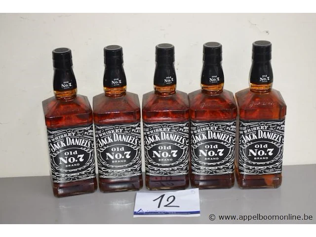 5 flessen à 70cl whiskey jack daniels no7 43% - afbeelding 1 van  2