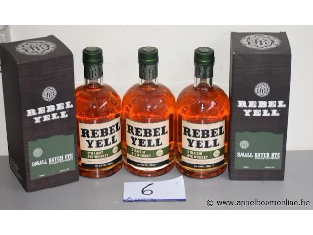 5 flessen à 70cl whiskey rebel yell 45% - afbeelding 1 van  2