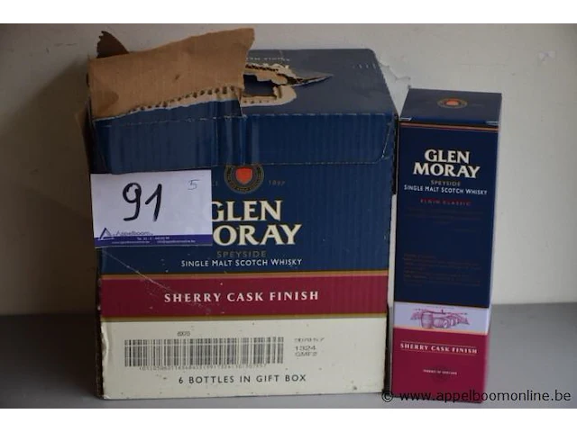 5 flessen à 70cl whisky glen moray sherry cask finish 40% - afbeelding 1 van  3