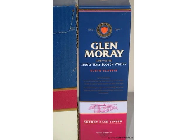 5 flessen à 70cl whisky glen moray sherry cask finish 40% - afbeelding 2 van  3