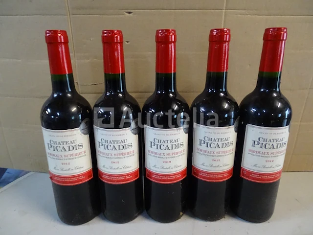 5 flessen bordeaux supérieur château picadis 2012 - afbeelding 1 van  3