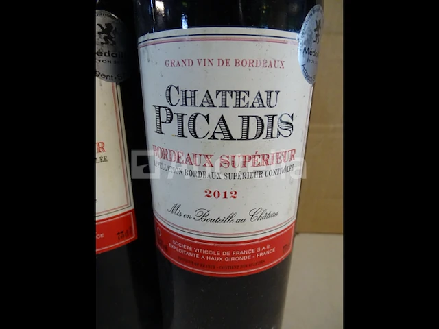 5 flessen bordeaux supérieur château picadis 2012 - afbeelding 2 van  3
