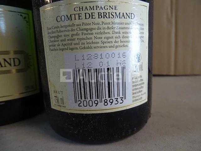 5 flessen champagne comte de brismand brut reserve - afbeelding 3 van  4