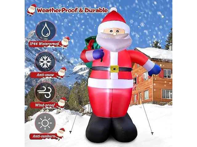 5 ft opblaasbare kerstman met led licht (183cm) - afbeelding 3 van  4
