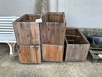 5 houten bakken op wieltjes - afbeelding 1 van  3