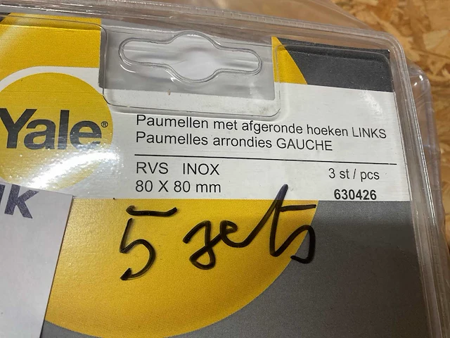 5 sets paumellen; links; afgeronde hoeken; inox - afbeelding 3 van  4