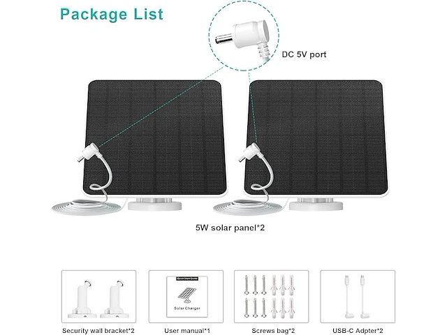 5 w zonnepaneel compatibel met ring stick up cam batterij en spotlight camera-accu - afbeelding 4 van  5