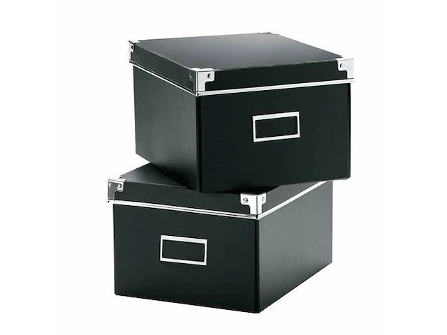 5 x 2 opbergdozen - zwart + deksel - 21 x 26 x 15 cm. - afbeelding 1 van  1