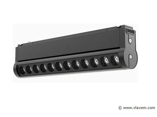5 x alfa led spot lineaire op magnetische rail 48v - 4000k neutraal wit -18w - zwart - afbeelding 1 van  5