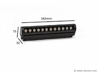 5 x alfa led spot lineaire op magnetische rail 48v - 4000k neutraal wit -18w - zwart - afbeelding 4 van  5