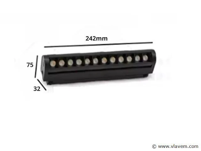 5 x alfa lineaire led-spot voor magnetische rail 48v – 12w – zwart. - afbeelding 3 van  4
