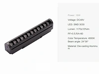 5 x alfa lineaire led-spot voor magnetische rail 48v – 18w – zwart. - afbeelding 6 van  6