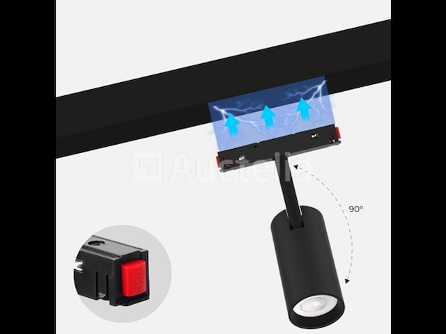 5 x bery led spot op magnetische rail 48v - 4000k neutraal wit -10w - zwart - afbeelding 3 van  6