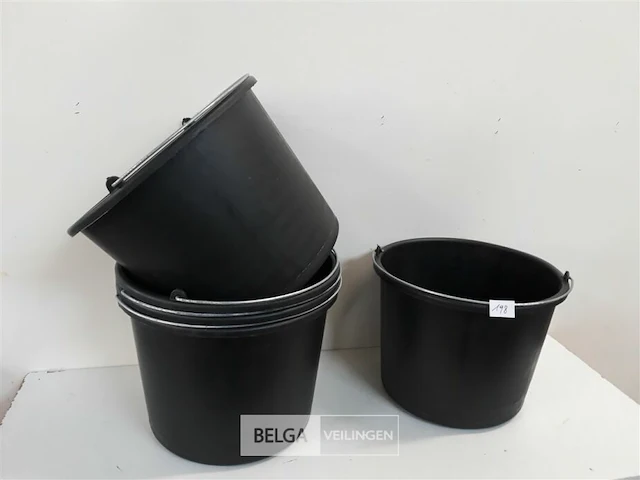 5 x bouwemmer zwart 12 l - afbeelding 3 van  3