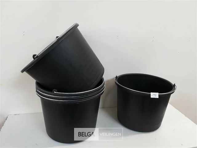 5 x bouwemmer zwart 12 l - afbeelding 3 van  3