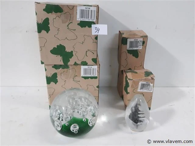 5 x deco in glas 2 x bol + 3 x kegel - afbeelding 1 van  2
