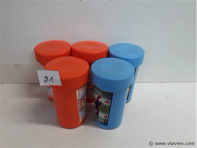 5 x drinkbeker met schroefdeksel 2 assorti - afbeelding 1 van  2