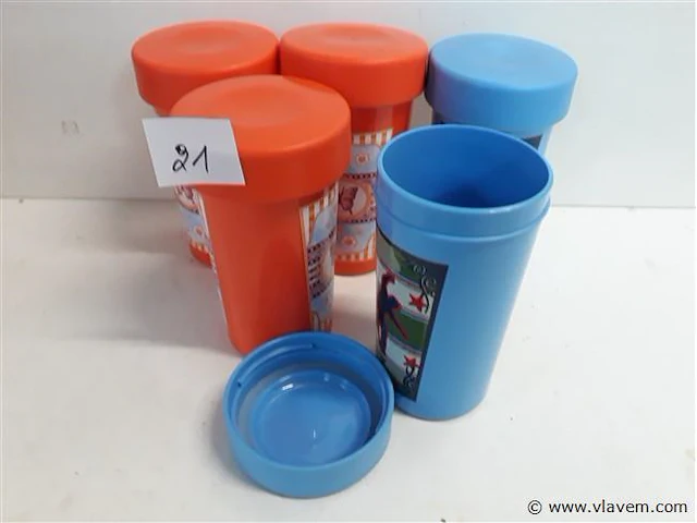5 x drinkbeker met schroefdeksel 2 assorti - afbeelding 2 van  2