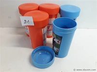 5 x drinkbeker met schroefdeksel 2 assorti - afbeelding 2 van  2