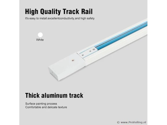 5 x eenfase rail – 1 m – blanc – aluminium – ip20 – inclusief montageset - afbeelding 1 van  3