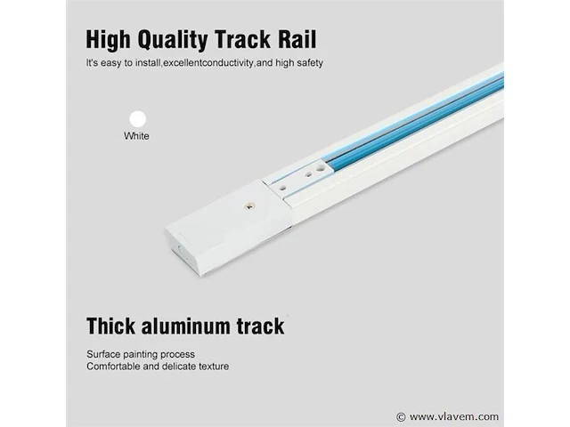 5 x eenfase rail – 1 m – blanc – aluminium – ip20 – inclusief montageset - afbeelding 1 van  3